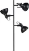 Industrielle Stehlampe Schwarz mit Goldenen 3 Lichtern Produktbild-Vorschau 2