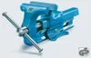 A blue metal vise is shown against a light gray background. Podgląd zdjęcia produktu