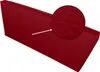 A close-up view of a quilted mattress topper in a deep red color, with an arrow pointing to a magnified section showing the stitching detail. Náhled obrázku produktu