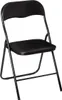 A black folding chair is shown against a white background. Voir les images du produit