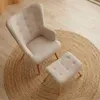MENZZO Fauteuil scandinave + pouf Lylou Tissu Beige Voir les images du produit 5