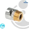 A close-up studio shot of a plumbing adapter with a white background and graphic overlays. Produktbild-Vorschau