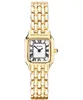 A gold-colored women's watch with a white face and Roman numerals. Podgląd zdjęcia produktu