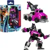 A collage of a Transformers toy in its packaging, in vehicle mode, and in robot mode. Voir les images du produit