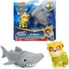 A Paw Patrol Aqua Pups toy set featuring Rubble and a hammerhead shark, presented in its retail packaging. Produktbild-Vorschau