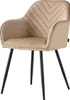 A single beige upholstered dining chair with black metal legs, shown from the front. Náhľad obrázku produktu