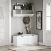 An entryway with a bench, shelf, and mirror. Anteprima dell’immagine prodotto
