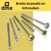 A collection of screws on a yellow and white background with text. Produktbild-Vorschau