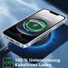 A clear phone case is shown on a wireless charging pad with the phone displaying a charging animation. Podgląd zdjęcia produktu