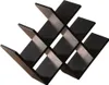 A black wine rack designed to hold eight bottles. Produktbild-Vorschau