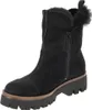 A black suede winter boot with a fur trim and a thick sole, shown from a side angle against a white background. Produktbild-Vorschau