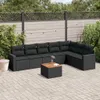 8-tlg. Garten-Sofagarnitur mit Kissen Schwarz Poly Rattan Produktbild-Vorschau 1