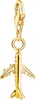 A gold-colored airplane charm hanging from a clasp. Náhled obrázku produktu