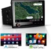 A car infotainment system with a map displayed, and two smaller images showing smartphone interfaces for Android Auto and Apple CarPlay. Podgląd zdjęcia produktu