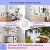 A collage of images showing different applications of a heater, including a living room, bathroom, laundry room, and garden shed, with a central image of the heater itself. Voir les images du produit