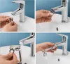 A collage of four images showing how to install a faucet aerator attachment. Podgląd zdjęcia produktu