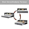 A diagram showing three different configurations of a sofa bed, illustrating its versatility. Produktbild-Vorschau