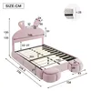 A diagram showing the dimensions of a pink bed with bunny ears. Podgląd zdjęcia produktu