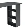 A close-up view of a dark gray desk with a built-in shelving unit. Podgląd zdjęcia produktu