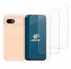 A peach-colored smartphone is shown next to two clear screen protectors, with a blue background on one of the screen protectors. Produktbild-Vorschau