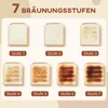 Seven slices of toast are displayed in a grid, each labeled with a different browning level from 1 to 7. Produktbild-Vorschau