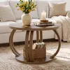 80 cm runder Couchtisch mit Stauraum, Skulptural Produktbild-Vorschau 1