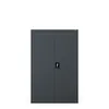 A dark gray metal cabinet with two doors and a lock is shown against a white background. Produktbild-Vorschau