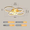 A diagram showing the dimensions and specifications of a gold-colored LED ceiling light with multiple rings. Náhled obrázku produktu