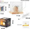 A collage of images showing a lamp, its remote control, packaging, and dimensions. Anteprima dell’immagine prodotto
