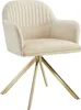 A cream-colored velvet swivel chair with a gold metal base, photographed against a white background. Náhled obrázku produktu