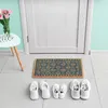 Relaxdays Fußmatte aus Kokos, florales Design, Türmatte Produktbild-Vorschau 2