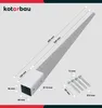 A diagram of a metal ground post anchor with dimensions and screws. Produktbild-Vorschau