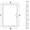 A diagram showing the dimensions of a revision door. Náhled obrázku produktu