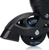 Close-up of the wheel and frame of a black inline skate. Anteprima dell’immagine prodotto