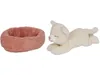 A plush cat toy and its basket are shown against a white background. Produktbild-Vorschau