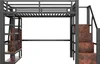 A loft bed with integrated stairs and shelving, shown against a white background. Produktbild-Vorschau
