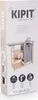 The image shows the packaging of a Kipit ironing board with shelves and a laundry basket. Podgląd zdjęcia produktu