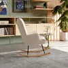 Houpací křeslo v béžové látce Teddy s čalouněným opěradlem, Náhled obrázku produktu 10