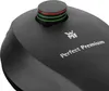 Close-up of the top of a black pressure cooker lid with a dial and branding. Produktbild-Vorschau