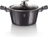 A studio shot of a dark gray pot with a glass lid and silver handles, set against a white background. Voir les images du produit