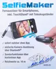 A marketing image for a selfie maker accessory for smartphones, showing the product in use with a couple taking a selfie. Produktbild-Vorschau