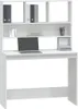 A white desk with a hutch, featuring a laptop and office supplies. Produktbild-Vorschau