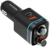A black car charger with USB ports and a digital display. Produktbild-Vorschau