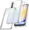 A clear TPU phone case and two screen protectors are displayed against a white background. Produktbild-Vorschau