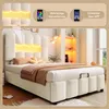A bedroom scene featuring a bed with LED lighting. Produktbild-Vorschau