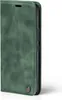 A green flip cover phone case is shown in a studio shot. Produktbild-Vorschau