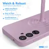 A close-up of a purple phone case with liquid being poured onto it, highlighting its features. Produktbild-Vorschau