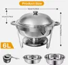 6 Liter Edelstahl Chafing Dish Speisenwärmer Suppentopf Produktbild-Vorschau 10