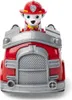 A toy fire truck with a dog character in the driver's seat, shown from the front. Produktbild-Vorschau