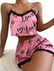 Satinpyjama - Damen - mit Spitze - Zweiteiliger Pyjama - Produktbild-Vorschau 3